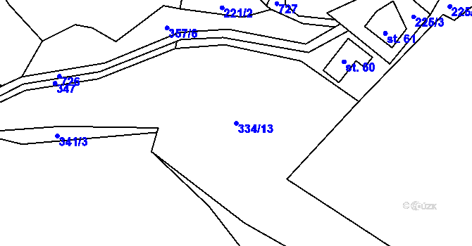 Parcela st. 334/13 v KÚ Dobkovice, Katastrální mapa