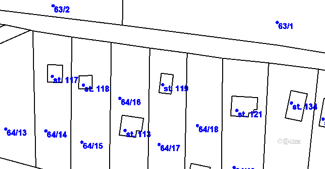 Parcela st. 119 v KÚ Prosetín u Dobkovic, Katastrální mapa