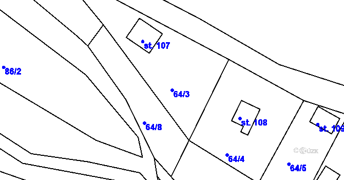 Parcela st. 64/3 v KÚ Prosetín u Dobkovic, Katastrální mapa