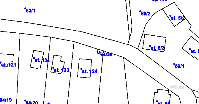 Parcela st. 64/35 v KÚ Prosetín u Dobkovic, Katastrální mapa