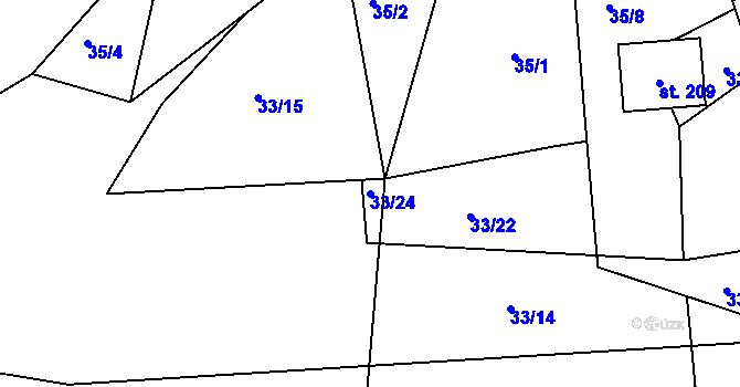 Parcela st. 33/24 v KÚ Dobrá, Katastrální mapa