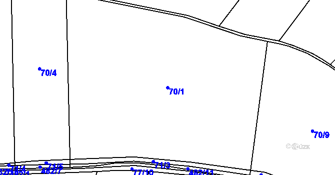Parcela st. 70/1 v KÚ Dobrá, Katastrální mapa
