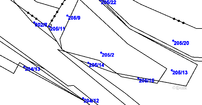 Parcela st. 205/2 v KÚ Dobrá, Katastrální mapa
