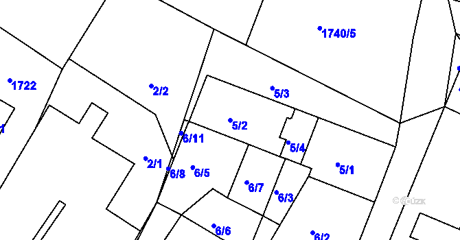 Parcela st. 5/2 v KÚ Dobrá u Frýdku-Místku, Katastrální mapa