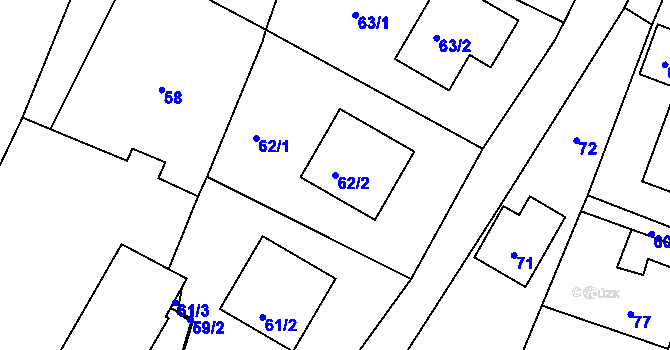 Parcela st. 62/2 v KÚ Dobrá u Frýdku-Místku, Katastrální mapa