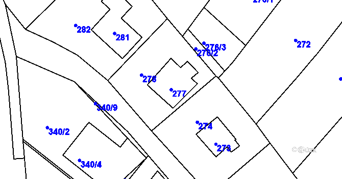 Parcela st. 277 v KÚ Dobrá u Frýdku-Místku, Katastrální mapa