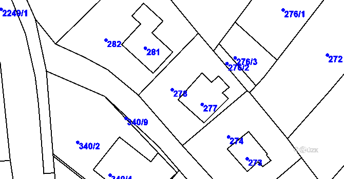 Parcela st. 278 v KÚ Dobrá u Frýdku-Místku, Katastrální mapa