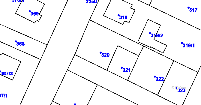 Parcela st. 320 v KÚ Dobrá u Frýdku-Místku, Katastrální mapa