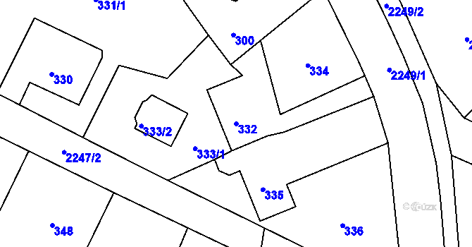 Parcela st. 332 v KÚ Dobrá u Frýdku-Místku, Katastrální mapa