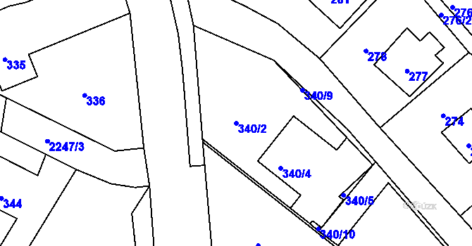 Parcela st. 340/2 v KÚ Dobrá u Frýdku-Místku, Katastrální mapa