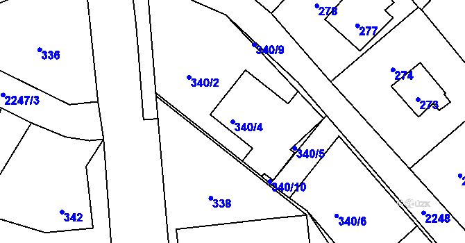 Parcela st. 340/4 v KÚ Dobrá u Frýdku-Místku, Katastrální mapa