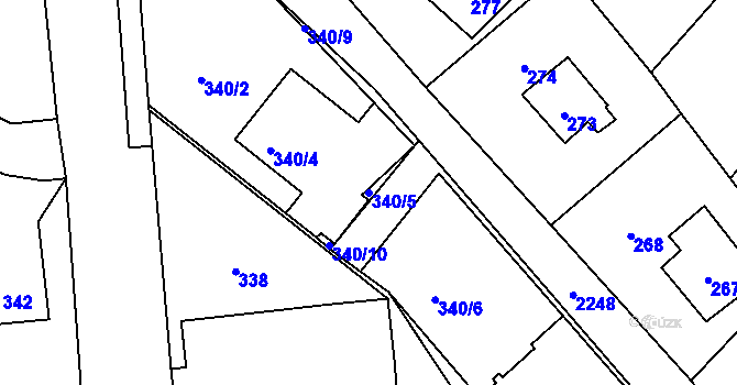 Parcela st. 340/5 v KÚ Dobrá u Frýdku-Místku, Katastrální mapa