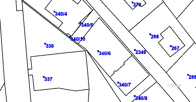 Parcela st. 340/6 v KÚ Dobrá u Frýdku-Místku, Katastrální mapa