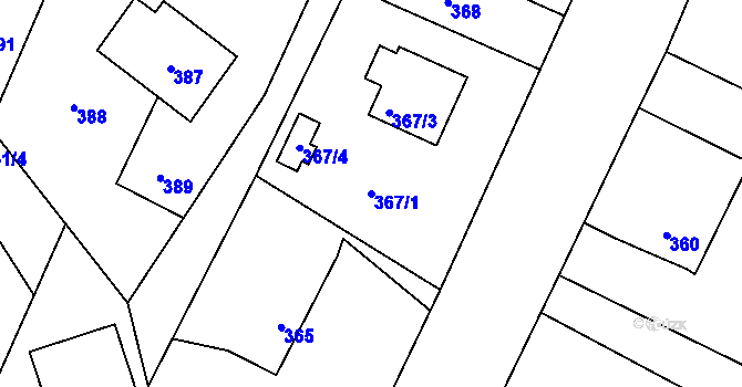 Parcela st. 367/1 v KÚ Dobrá u Frýdku-Místku, Katastrální mapa