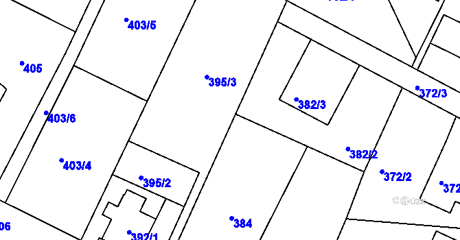 Parcela st. 386/2 v KÚ Dobrá u Frýdku-Místku, Katastrální mapa