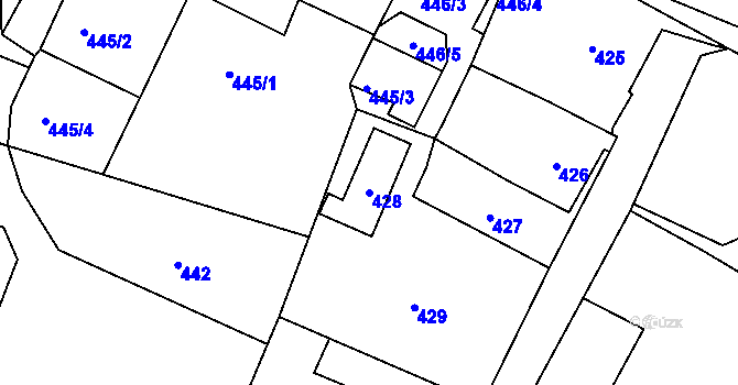 Parcela st. 428 v KÚ Dobrá u Frýdku-Místku, Katastrální mapa