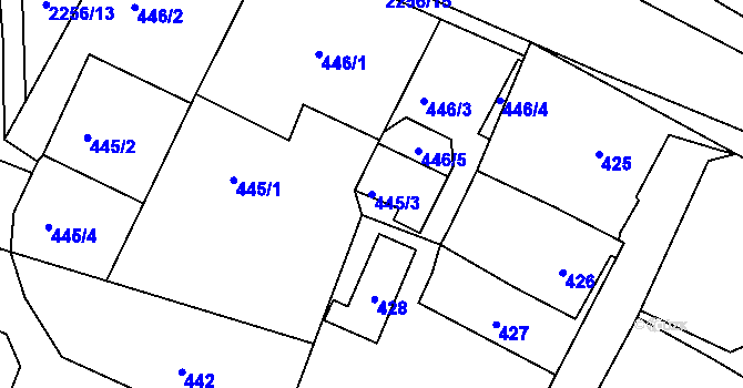 Parcela st. 445/3 v KÚ Dobrá u Frýdku-Místku, Katastrální mapa
