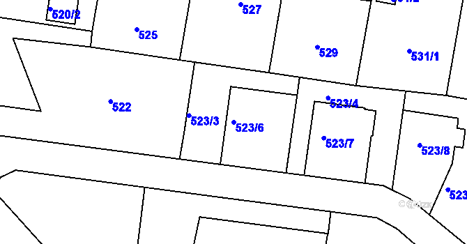 Parcela st. 523/6 v KÚ Dobrá u Frýdku-Místku, Katastrální mapa