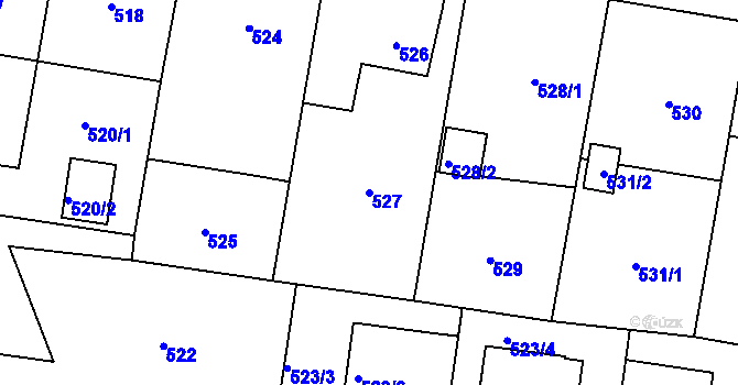 Parcela st. 527 v KÚ Dobrá u Frýdku-Místku, Katastrální mapa
