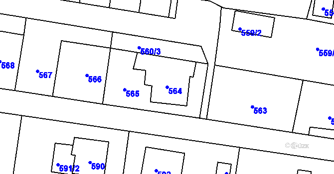 Parcela st. 564 v KÚ Dobrá u Frýdku-Místku, Katastrální mapa