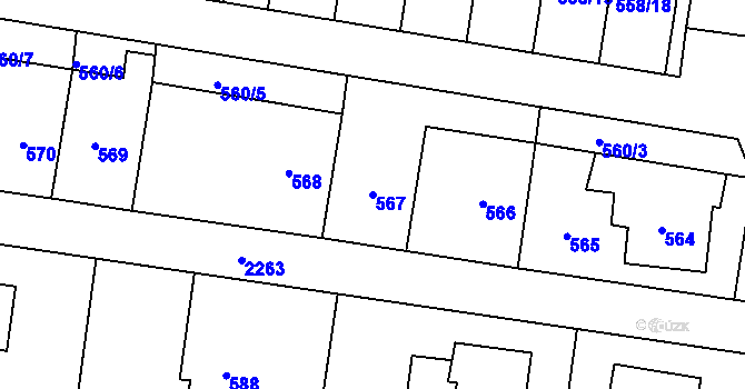 Parcela st. 567 v KÚ Dobrá u Frýdku-Místku, Katastrální mapa