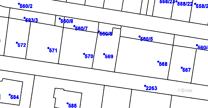 Parcela st. 569 v KÚ Dobrá u Frýdku-Místku, Katastrální mapa