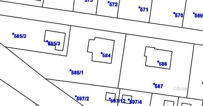 Parcela st. 584 v KÚ Dobrá u Frýdku-Místku, Katastrální mapa