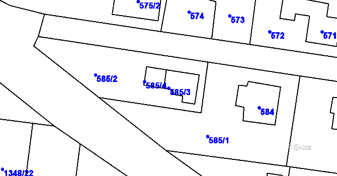 Parcela st. 585/3 v KÚ Dobrá u Frýdku-Místku, Katastrální mapa