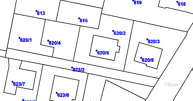 Parcela st. 620/5 v KÚ Dobrá u Frýdku-Místku, Katastrální mapa