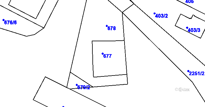 Parcela st. 677 v KÚ Dobrá u Frýdku-Místku, Katastrální mapa