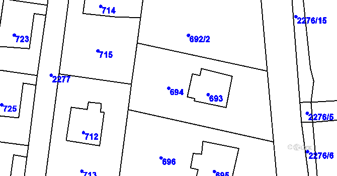Parcela st. 694 v KÚ Dobrá u Frýdku-Místku, Katastrální mapa
