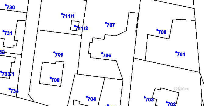 Parcela st. 706 v KÚ Dobrá u Frýdku-Místku, Katastrální mapa