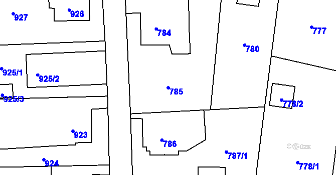 Parcela st. 785 v KÚ Dobrá u Frýdku-Místku, Katastrální mapa