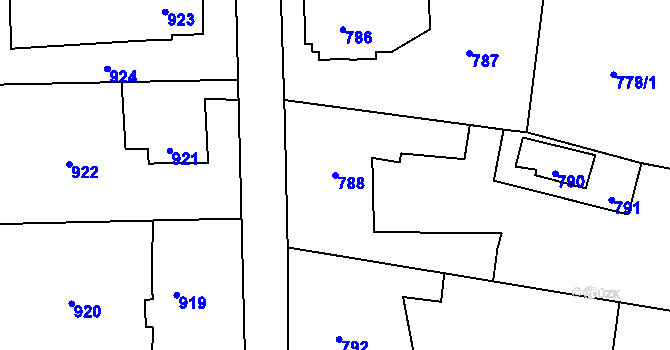 Parcela st. 788 v KÚ Dobrá u Frýdku-Místku, Katastrální mapa