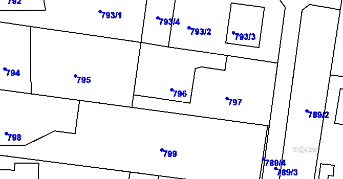Parcela st. 796 v KÚ Dobrá u Frýdku-Místku, Katastrální mapa