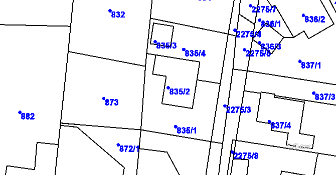 Parcela st. 835/2 v KÚ Dobrá u Frýdku-Místku, Katastrální mapa
