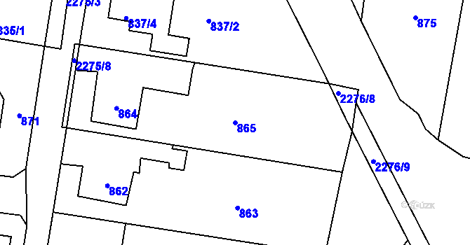 Parcela st. 865 v KÚ Dobrá u Frýdku-Místku, Katastrální mapa