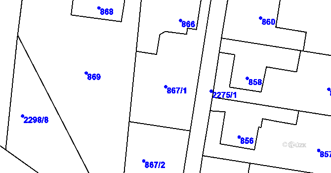 Parcela st. 867/1 v KÚ Dobrá u Frýdku-Místku, Katastrální mapa