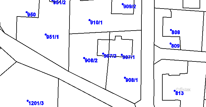 Parcela st. 907/2 v KÚ Dobrá u Frýdku-Místku, Katastrální mapa