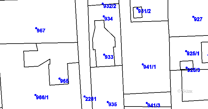 Parcela st. 933 v KÚ Dobrá u Frýdku-Místku, Katastrální mapa