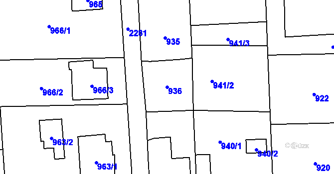 Parcela st. 936 v KÚ Dobrá u Frýdku-Místku, Katastrální mapa