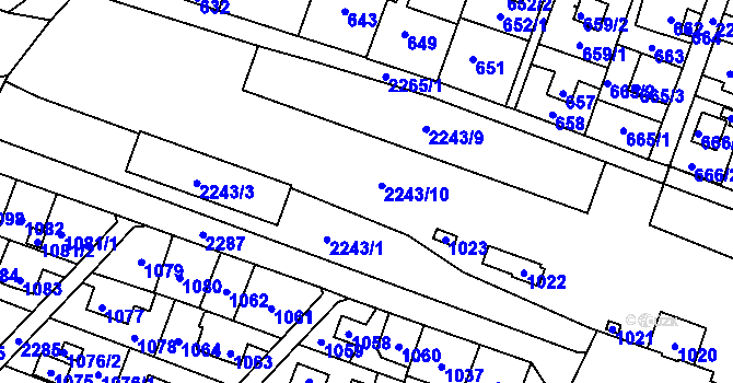 Parcela st. 2243/1 v KÚ Dobrá u Frýdku-Místku, Katastrální mapa