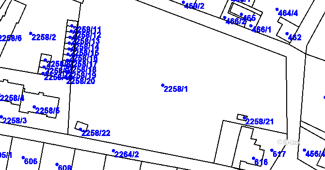 Parcela st. 2258/1 v KÚ Dobrá u Frýdku-Místku, Katastrální mapa