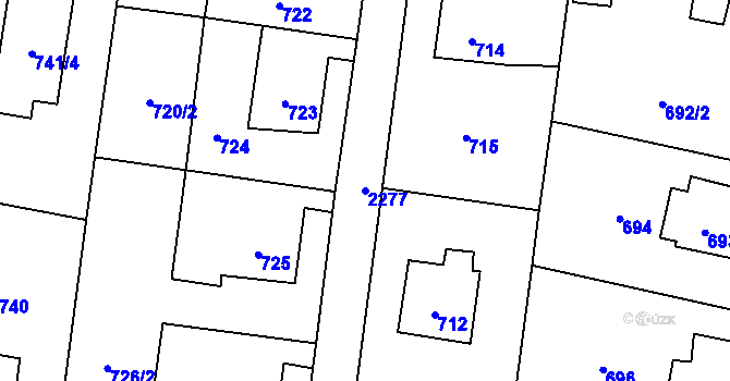 Parcela st. 2277 v KÚ Dobrá u Frýdku-Místku, Katastrální mapa