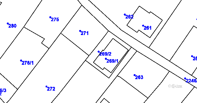 Parcela st. 269/2 v KÚ Dobrá u Frýdku-Místku, Katastrální mapa