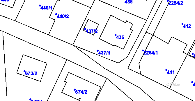 Parcela st. 437/1 v KÚ Dobrá u Frýdku-Místku, Katastrální mapa