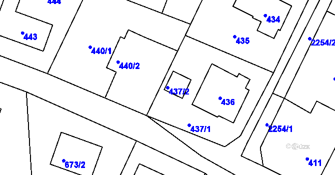 Parcela st. 437/2 v KÚ Dobrá u Frýdku-Místku, Katastrální mapa