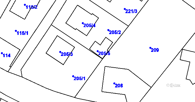 Parcela st. 205/5 v KÚ Dobrá u Frýdku-Místku, Katastrální mapa
