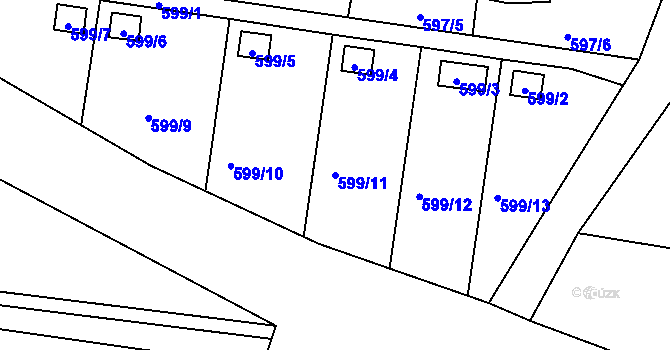 Parcela st. 599/11 v KÚ Dobrá u Frýdku-Místku, Katastrální mapa