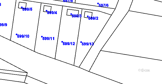 Parcela st. 599/13 v KÚ Dobrá u Frýdku-Místku, Katastrální mapa